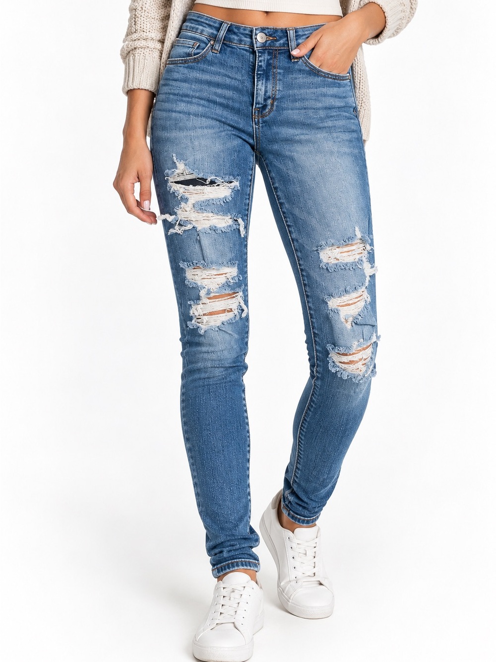 American Eagle Next Level Stretch Distressed Skinny Jeans Size 8 Regular